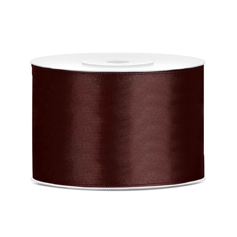 25m satin gift ribbon brown 5cm wide