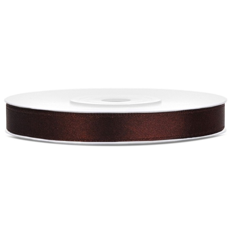25m satin gift ribbon brown 6mm wide