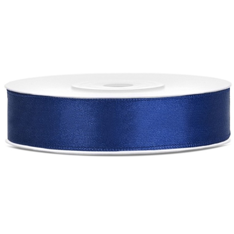 25m satin ribbon, navy blue, 12mm wide