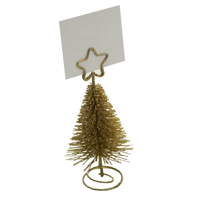 4 Golden Metallic Magic Fir Tree Card Holders