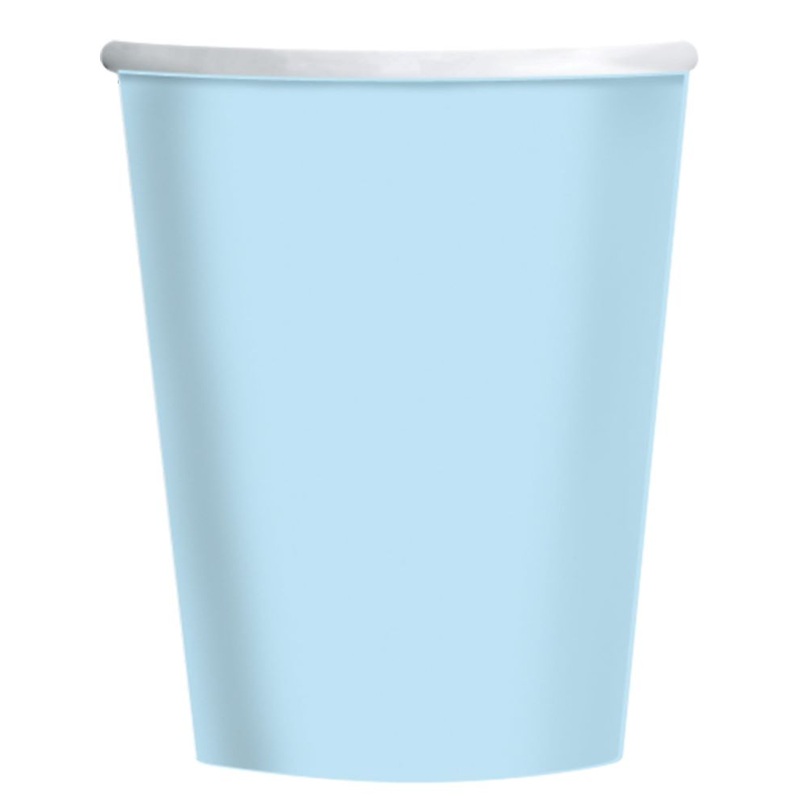 8 sky blue paper cups 227ml