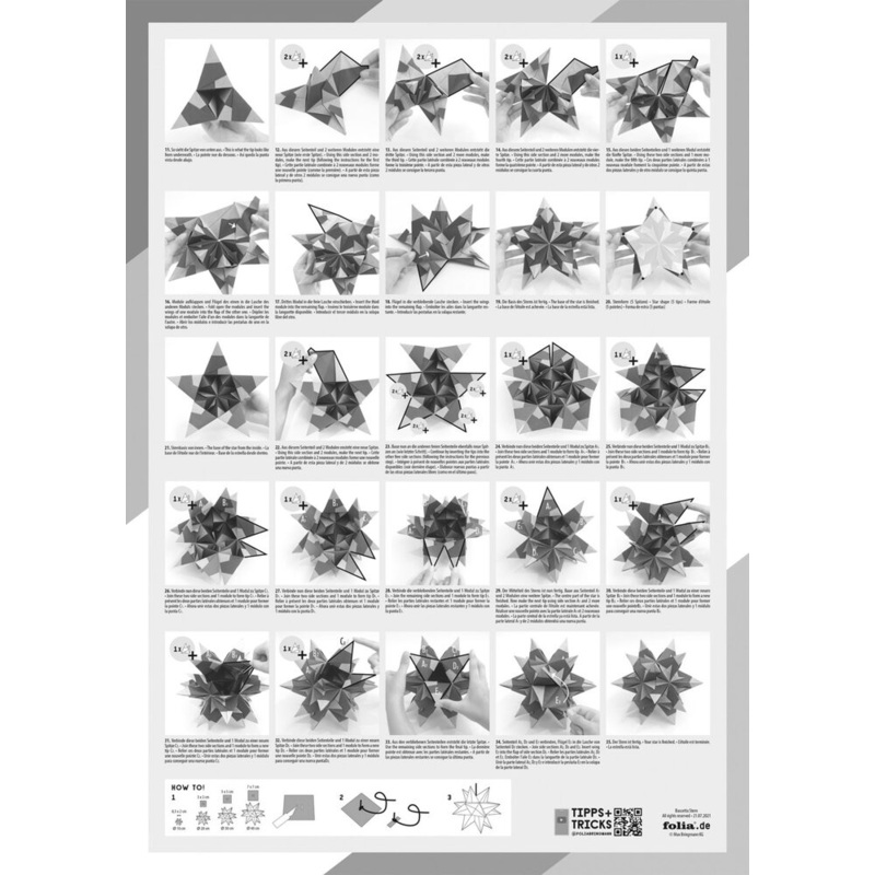 Bastelset Bascetta Stern 30cm 90g/m braun 19,5x19,5cm 32 Blatt