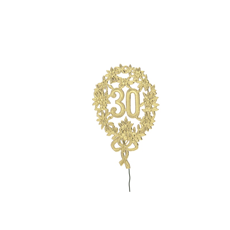 Golden anniversary number 30 embossed 28cm