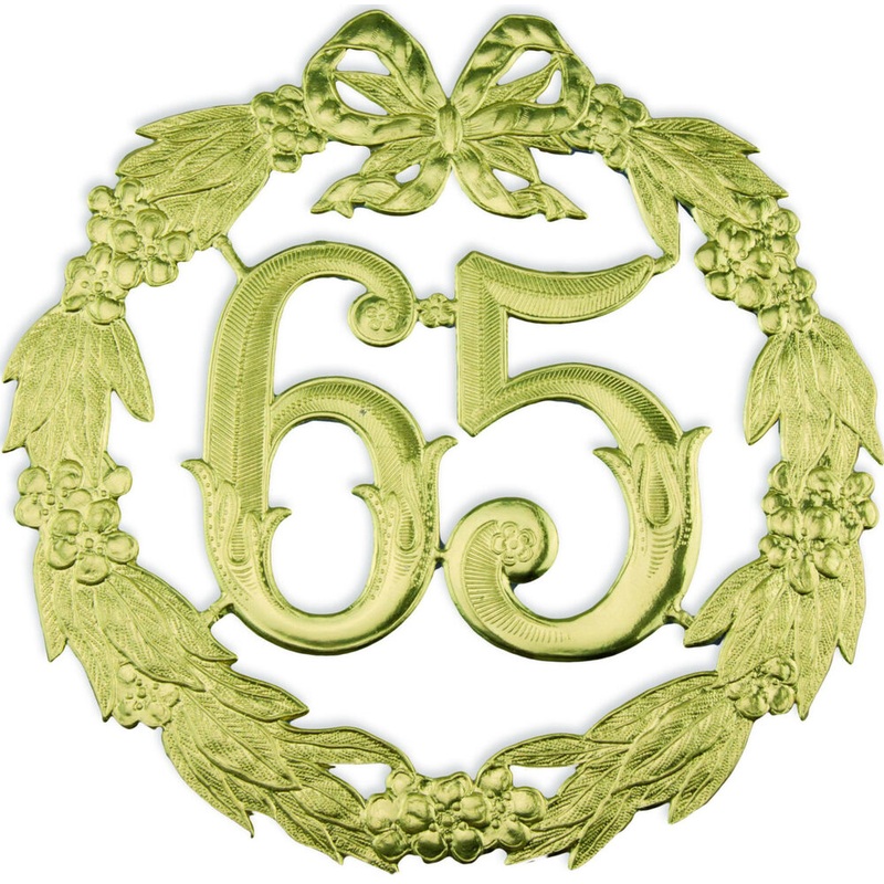 Jubilumszahl 65 ohne Draht gold 24cm