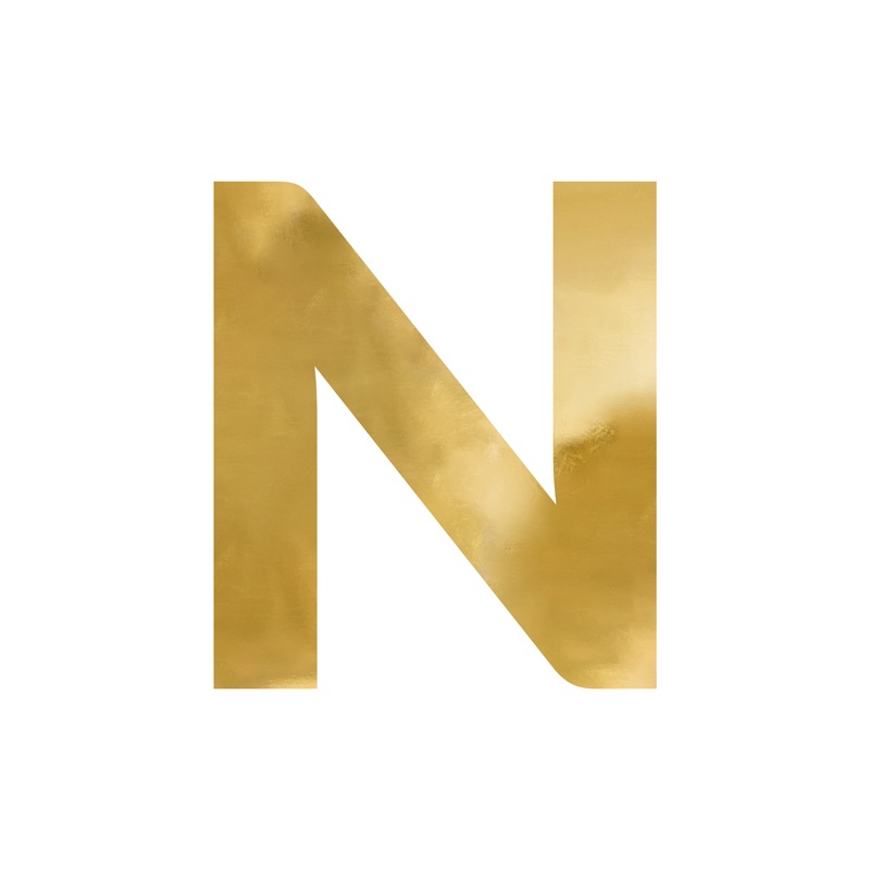 Spiegelbuchstabe ''N'', gold, 53x60 cm