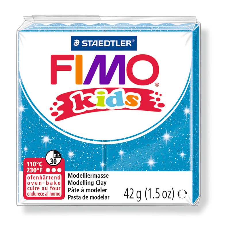STAEDTLER FIMO Modelliermasse kids Normalblock glitter blau 42g