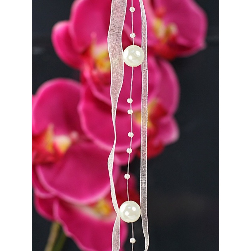 1.2m cream organza bead ribbon