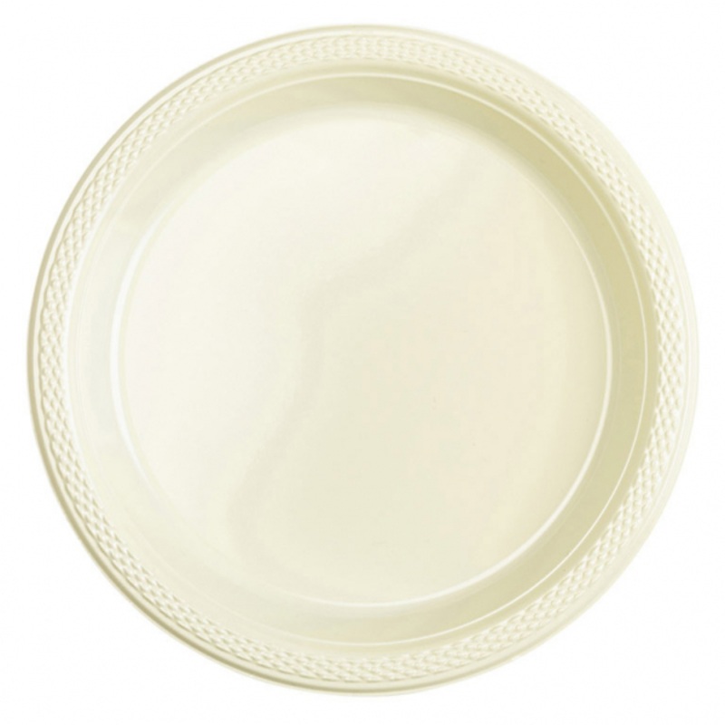 10 plastic plates Mila vanilla 18cm