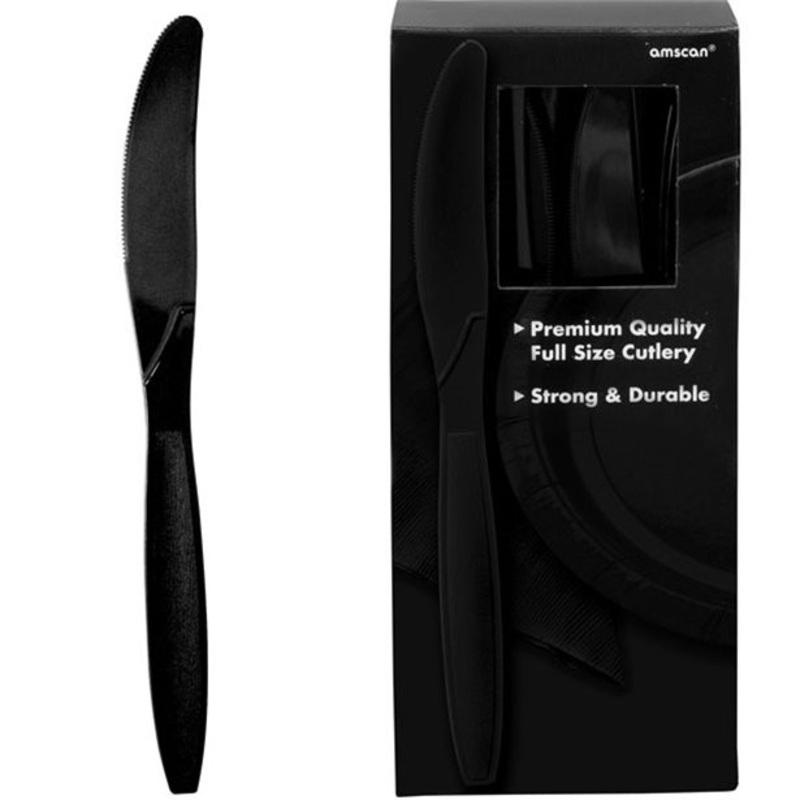 100 black reusable knives 17cm