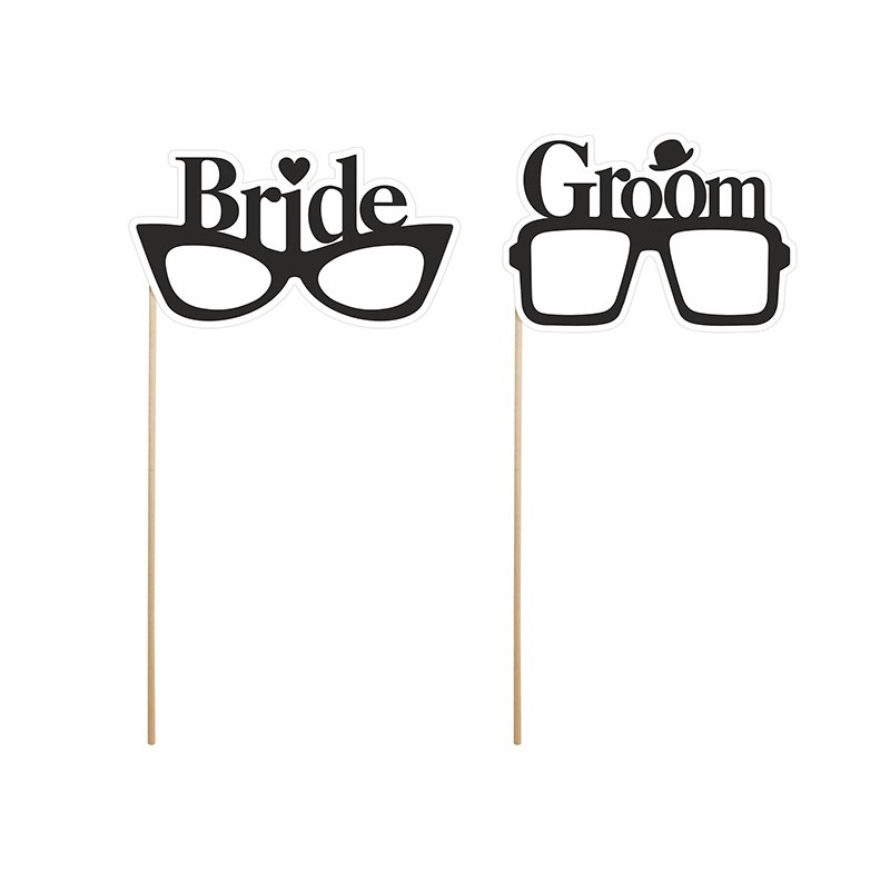 2 newlyweds glasses photo props