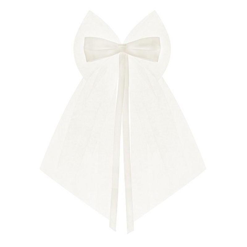 2 tulle satin deco bow cream 18cm