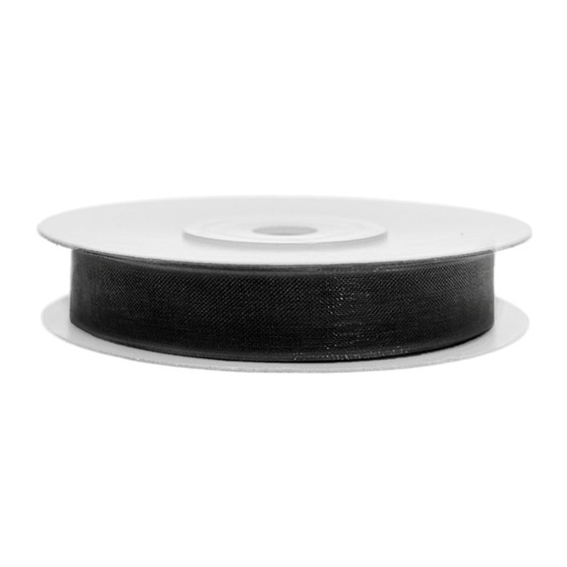 25m gift ribbon black chiffon look