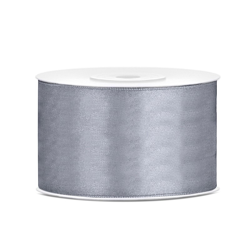 25m satin ribbon gray 38mm wide