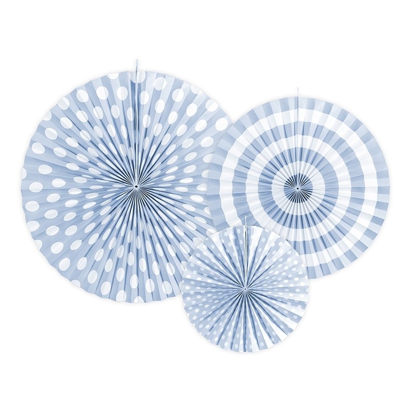 3 paper rosettes Viviane baby blue