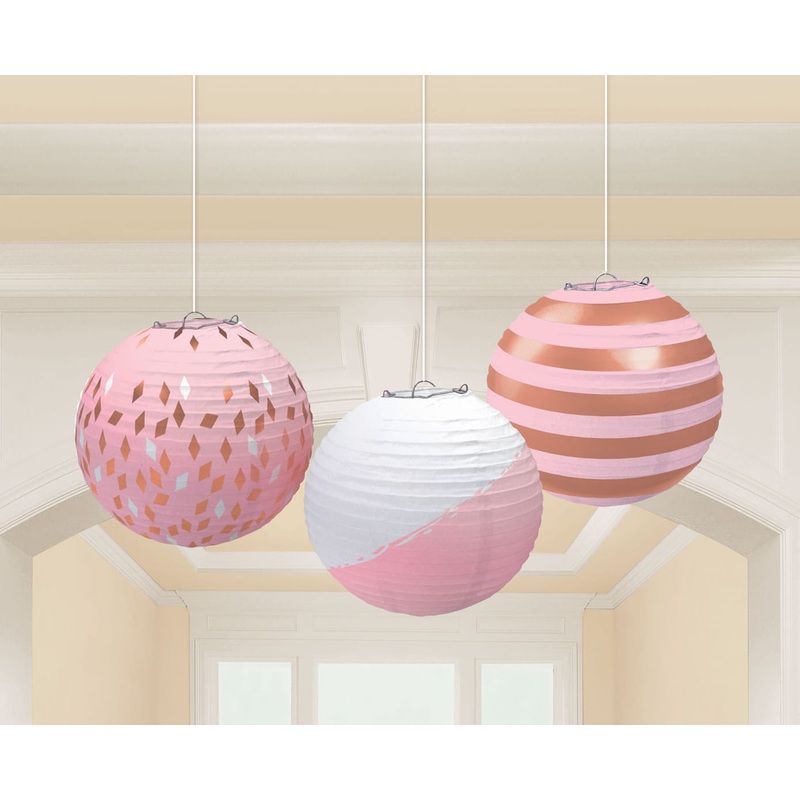 3 Rosy Dreams Chinese lanterns 24cm