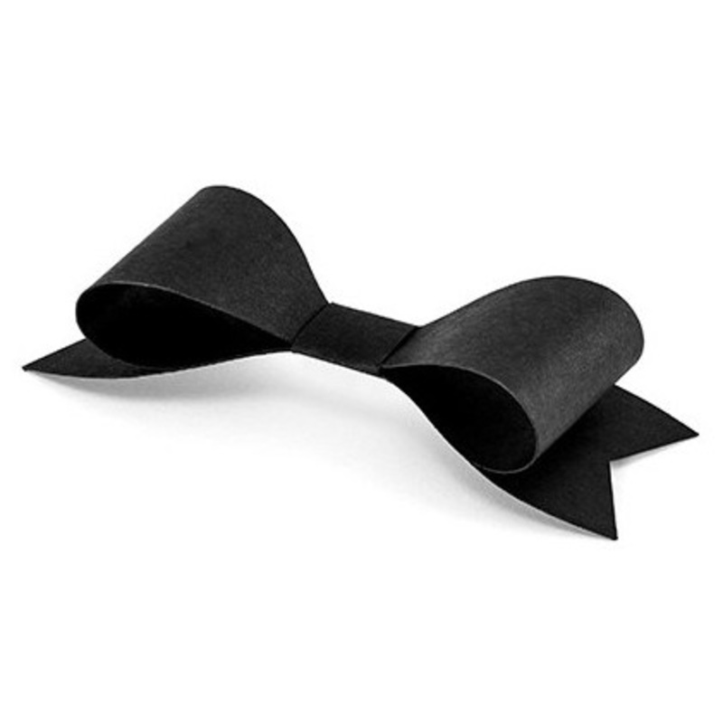 6 black paper ribbons 5.5 x 2cm