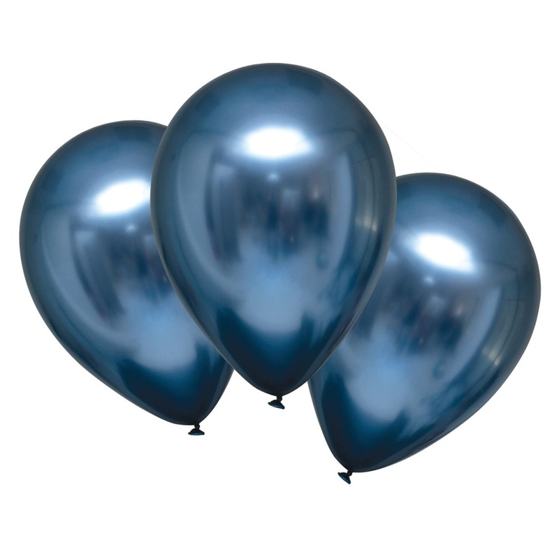 6 shiny satin balloons blue 27.5cm