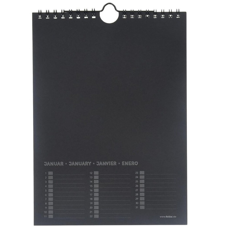 Bastel Dauerkalender 220g/m Druck wei Spiralbindung schwarz 17x24cm