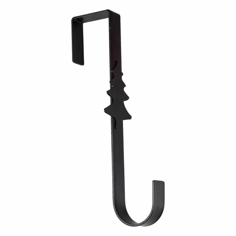 Black metal door hook for wreath