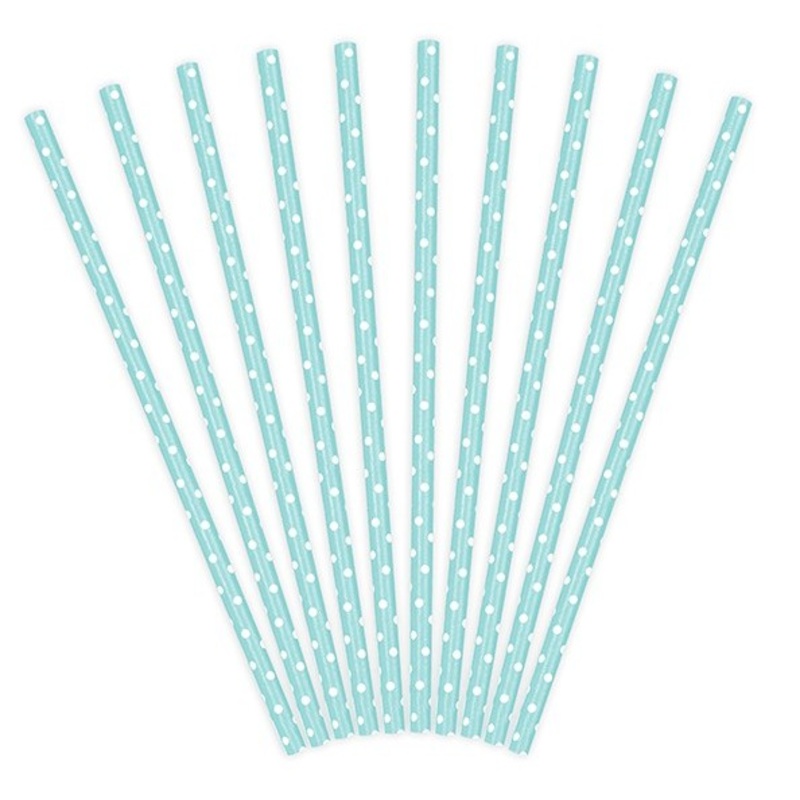 10 dotted paper straws turquoise 19.5cm