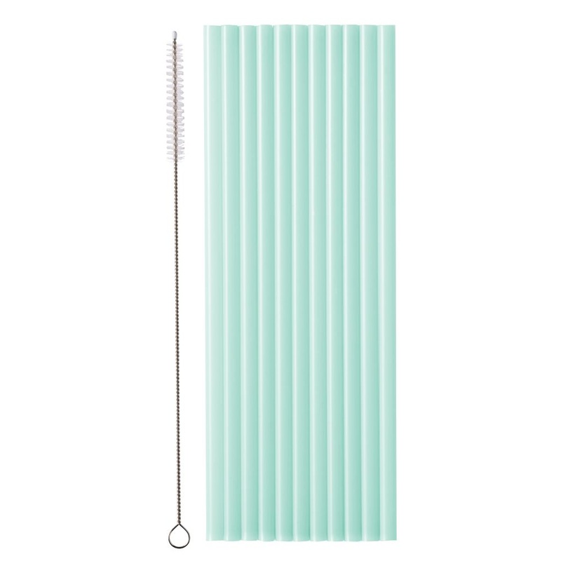 12 reusable straws in turquoise