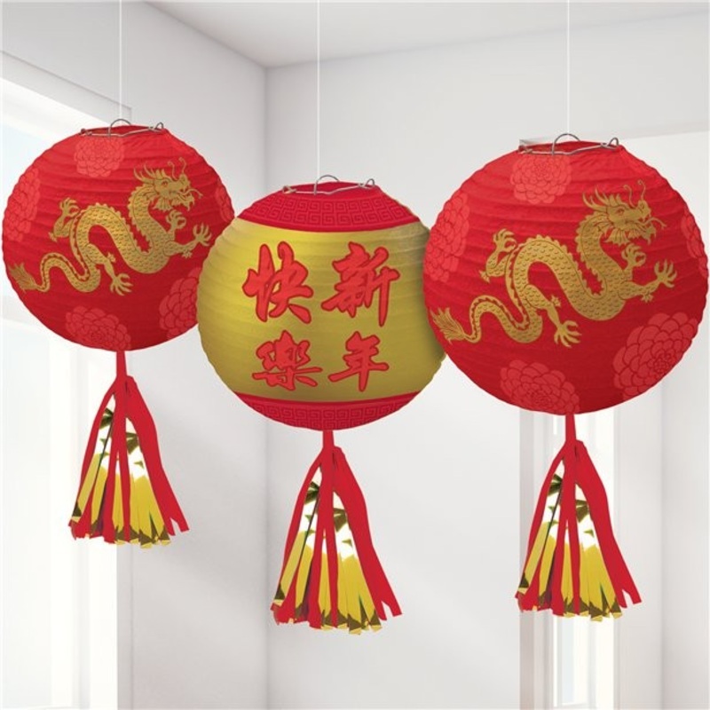 3 Chinese New Year lanterns 43cm