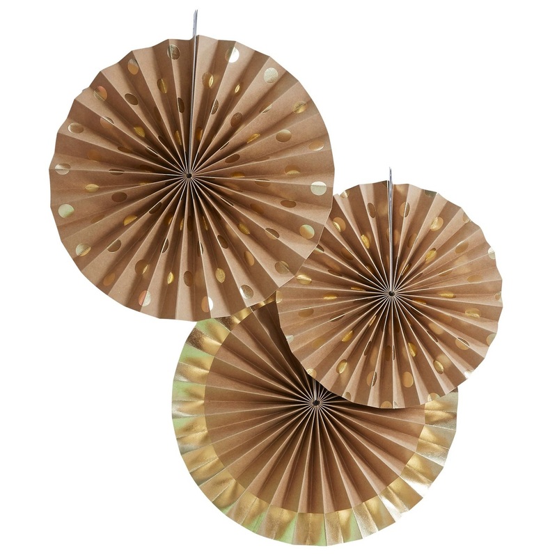 3 Golden Nature paper rosettes