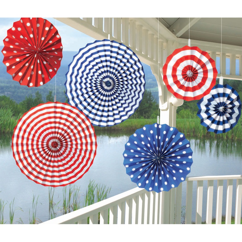 6 American Summer paper rosettes