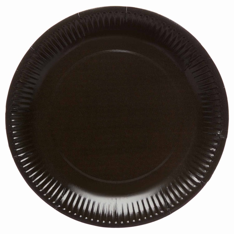 8 black Eco paper plates 23cm