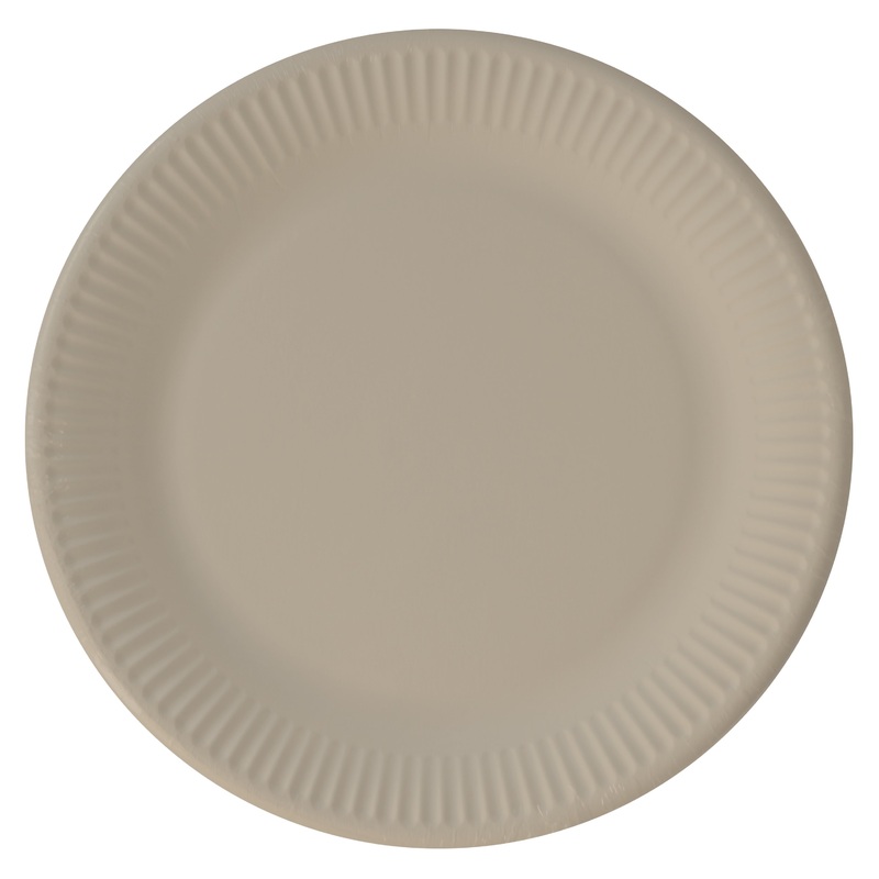 8 eco paper plates Paganini taupe 23cm