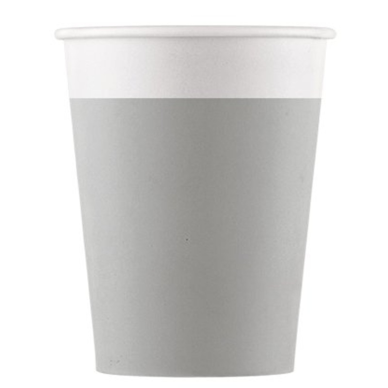 8 FSC paper cups Paganini gray 200ml