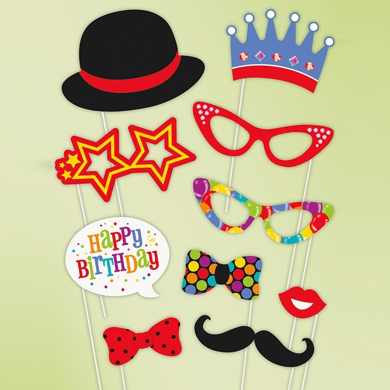 Colorful Rainbow Party Photo Props 10 Pieces