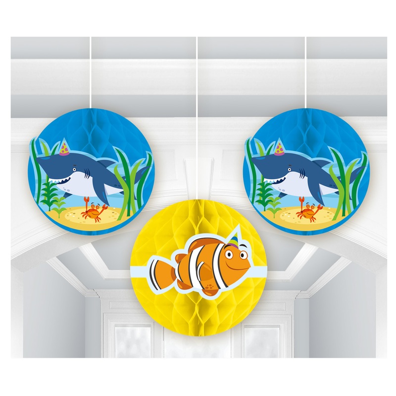 Funny sea animal party honeycomb ball hanging decoration 17.7cm