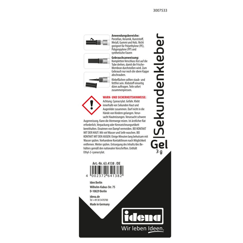 Idena Sekundenkleber Gel 3g Tube