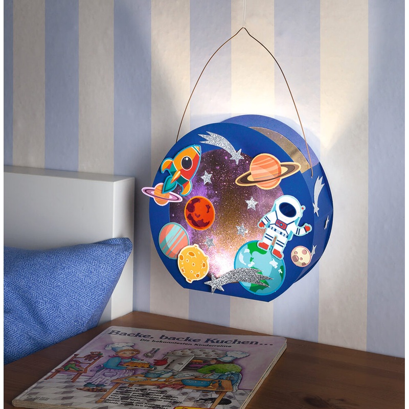 Laternen Bastelset Weltraum inkl. LED-Licht