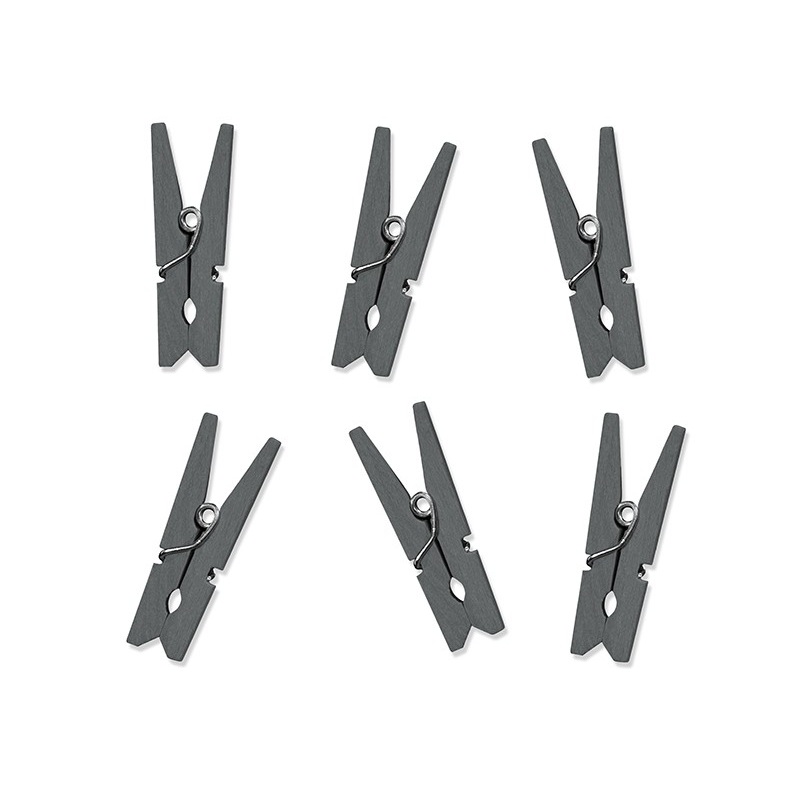 Mini wooden clips gray 10 pcs