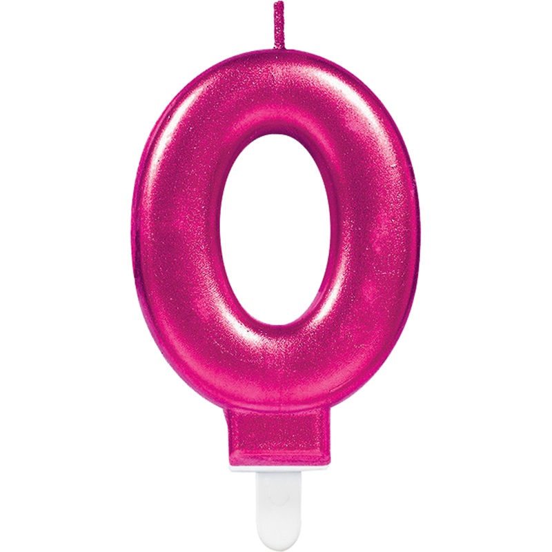 Number candle 0 in Sparkling Pink 8cm