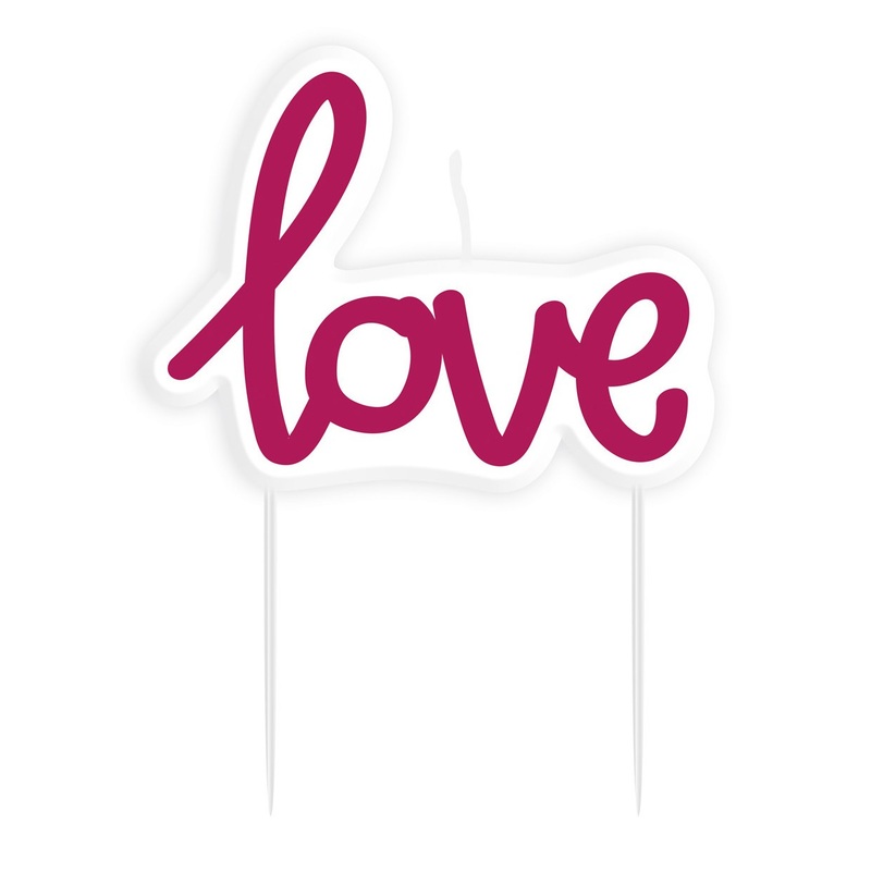 Pink Love cake candle 8.9cm