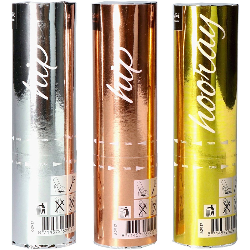 Set of 3 confetti cannons shimmer glossy 15cm