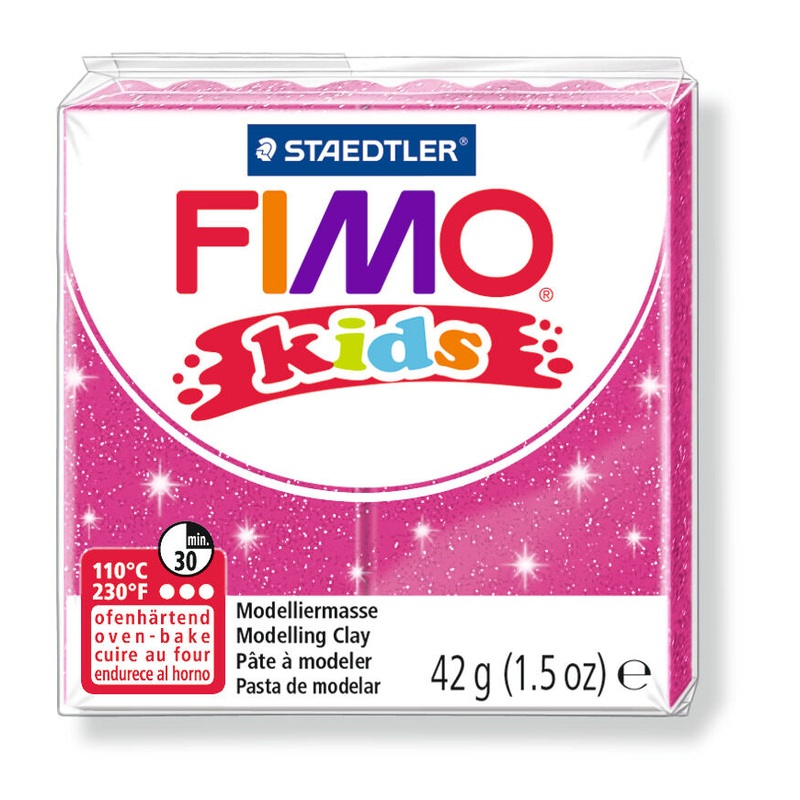 STAEDTLER FIMO Modelliermasse kids Normalblock pink glitter 42g