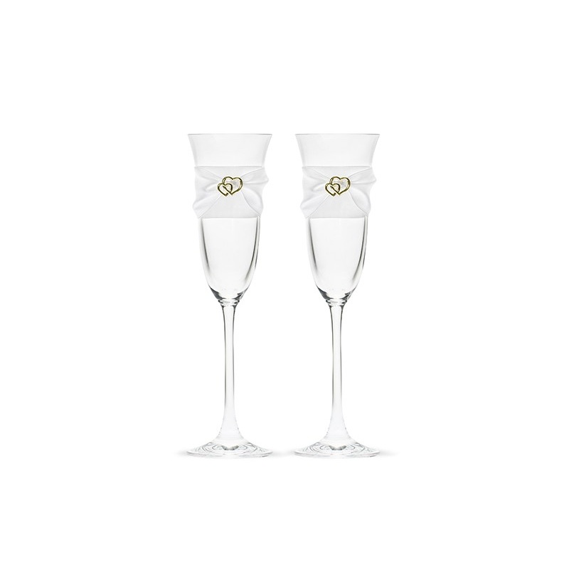 2 champagne glasses with heart decoration 160ml
