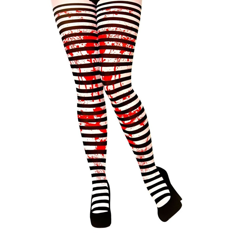 Bloody tights with stripes black and white