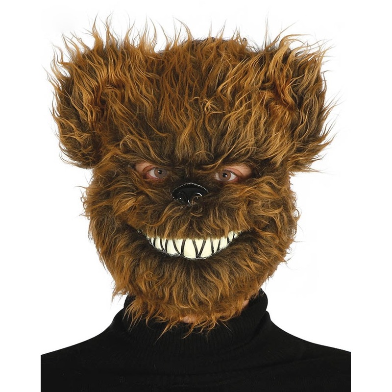 Nasty grinning bear mask in brown