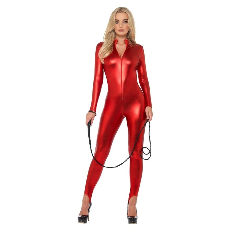 Sexy catsuit for women in metallic red XS