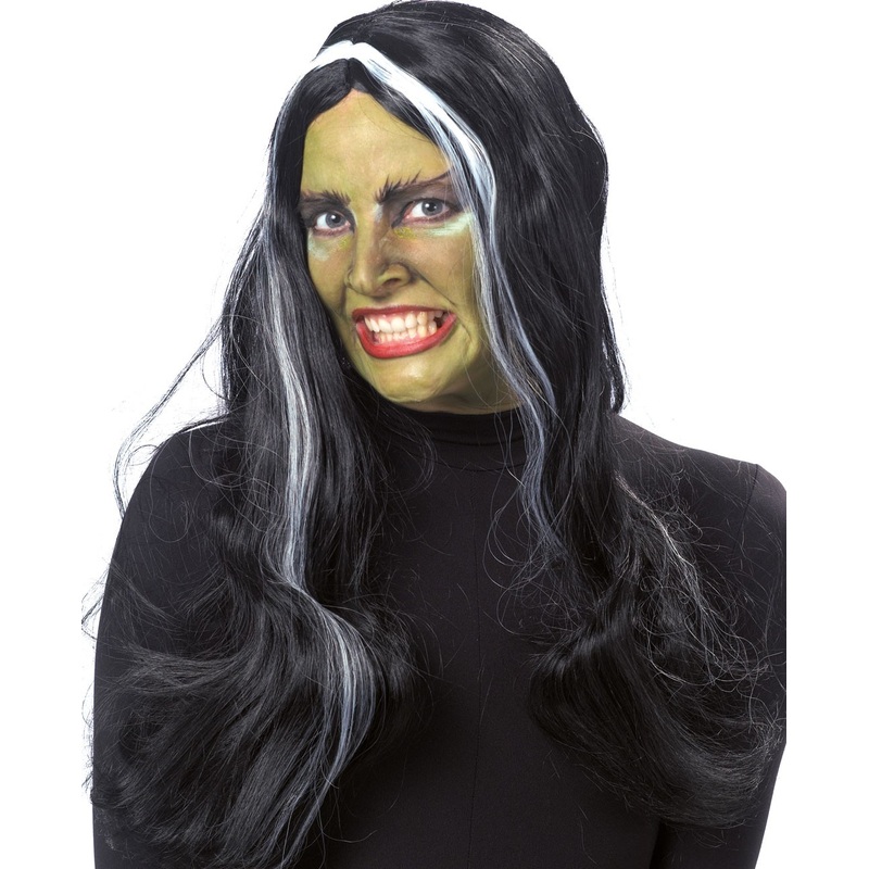 Black wig with long white strands