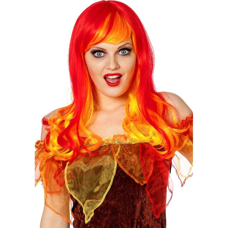 Fiery long hair wig red