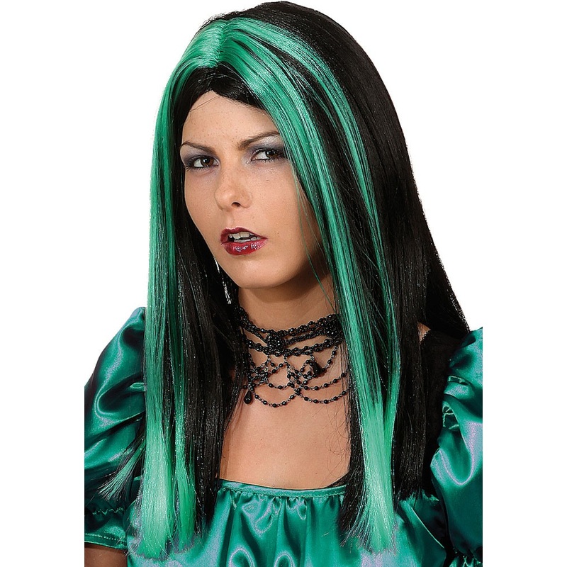 Green spider witch wig