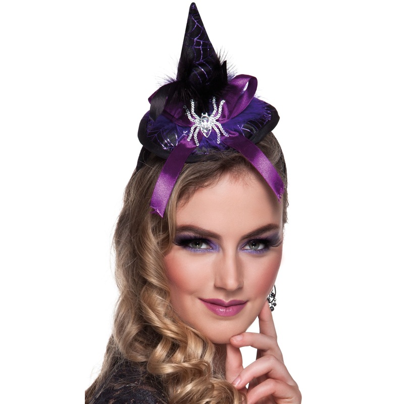Mini spider witch hat with purple bow