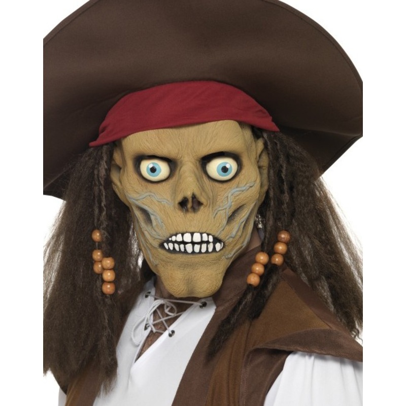 Pirate zombie mask with hat and hair