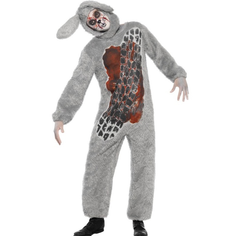 Run over zombie bunny overall gray
